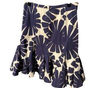 J. Crew Navy and Cream Floral A-Line Skirt